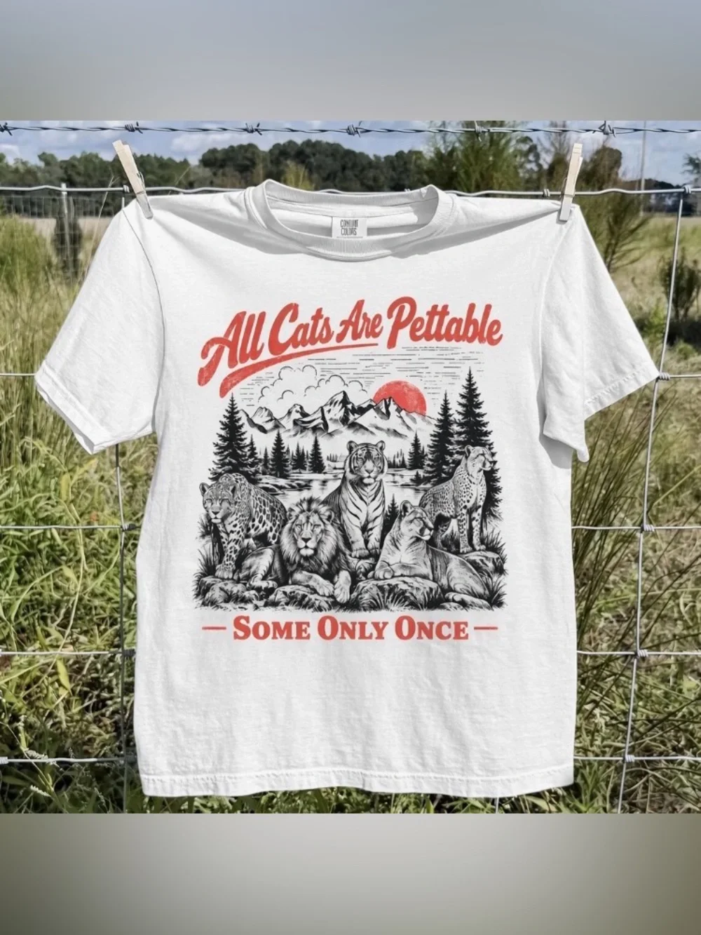 All Cats Are Pettable Tee, Some Only Once Big Cat Graphic T-Shirt, Leopard Tee